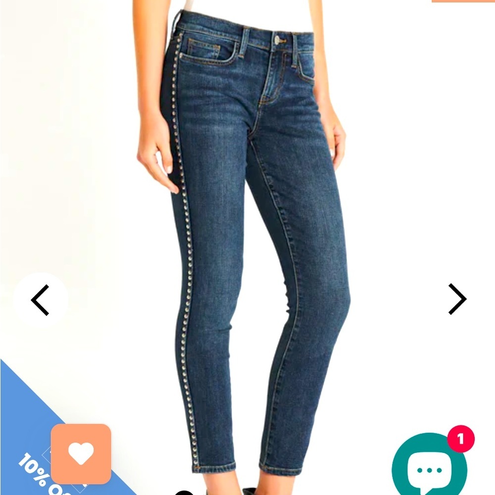Current/Elliott Blue Cropped Jeans with Studded Sides size 29
